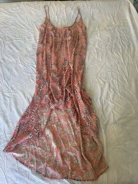 lovestitch High Lo Coral Pink Floral Slip Dress